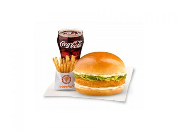 Shrimp Burger + Cajun Fries + Drink by Popeyes
