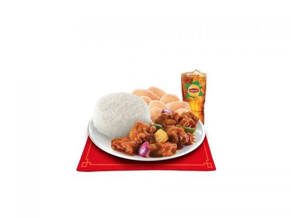 Sweet 'n' Sour Pork with Drink by Chowking