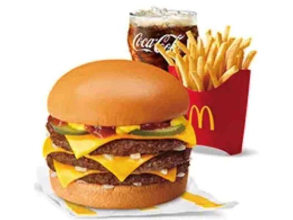 Triple Cheeseburger with Fries Medium Meal