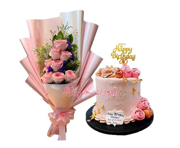 Special customized money cake & elegant Imported pink roses