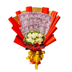 1 Dozen Roses Money Bouquet with P2,000