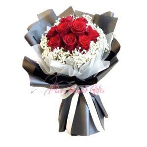 10 Imported Red Roses Bouquet