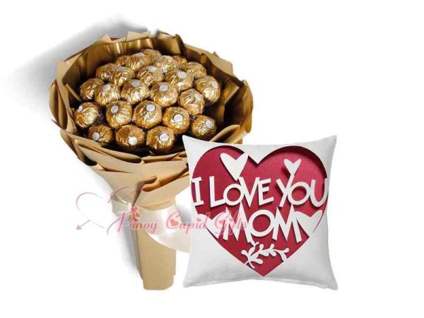 24pcs Ferrero Bouquet, & a Mom message pillow