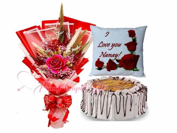 Preserved/dried flower, Mango Meringue by Cake2go, Nanay message pillow