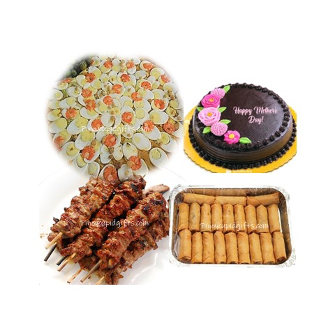 Pancit Malabon, Pork BBQ, Fried Shanghai and Mother's Day Cake
