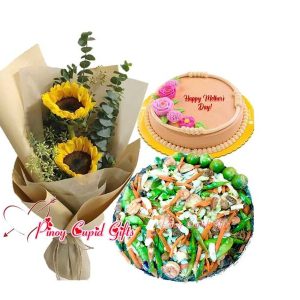 2pcs sunflower bouquet, pancit bihon good for 6, and mother's day cake 9" round