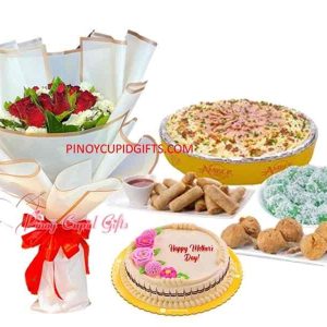 Creamy Carbonara, 10pcs Shanghai, 6pcs Lollipos, 20pcs Pandan Pichi-Pichi & 1 Dozen Roses