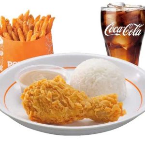 1pc chicken + rice +cajun fried + drink (popeyes)