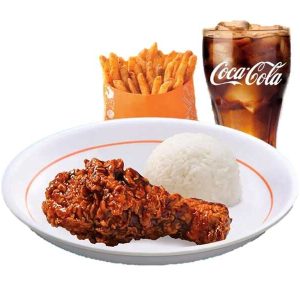 1pc glazed chicken + rice + fries + drink