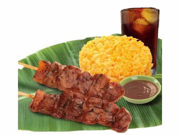 2 pcs Pork BBQ with Peanut Sauce and Java Rice (with drink)