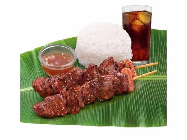 2 pcs Pork BBQ with Plain Rice and Drink