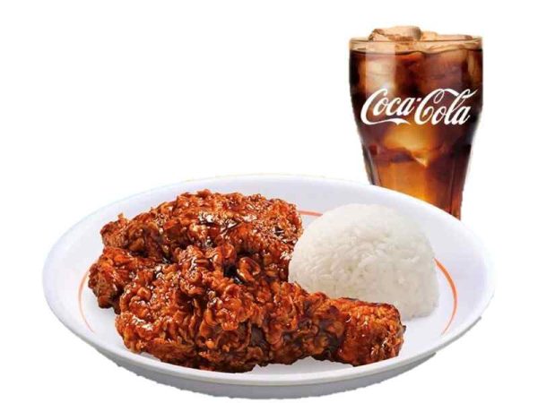 2pc glazed chicken + rice + drink