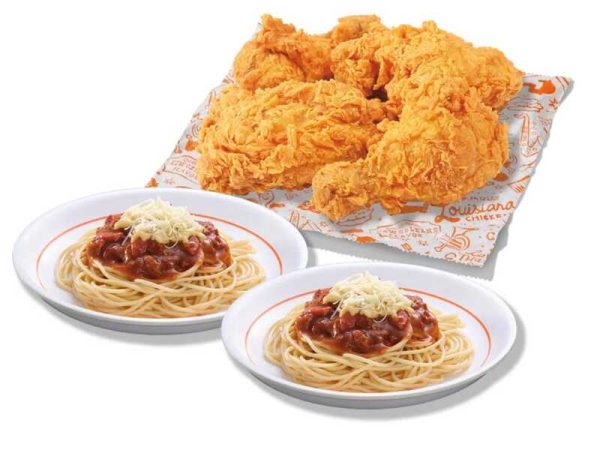 4pc chicken + 2 spaghetti by popeyes