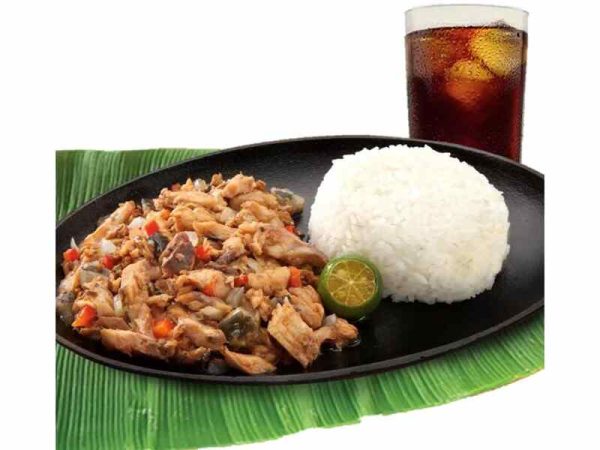 Bangus Sisig, rice with Drink