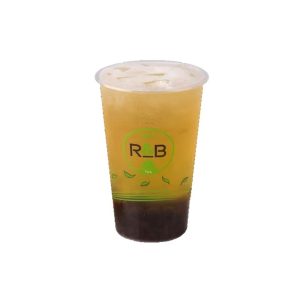 R&B Premium Brewed Peach Oolong Tea with sugar pearls
