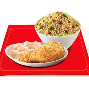 Beef Chao Fan with Fried Chicken-Chowking