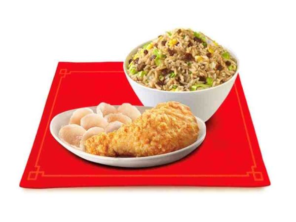 Beef Chao Fan with Fried Chicken-Chowking