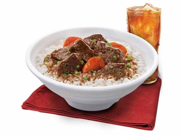 Braised Beef with Rice with Drink