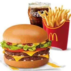 Double Cheeseburger with Lettuce, Tomatoes, Fries Large Meal