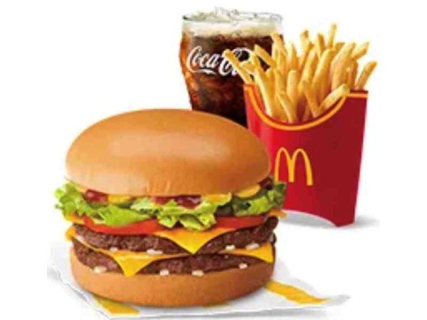 Double Cheeseburger with Lettuce, Tomatoes, Fries Large Meal