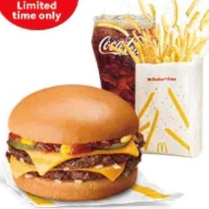 Double Cheeseburger with Medium Sweet Corn McShaker Fries and Drink