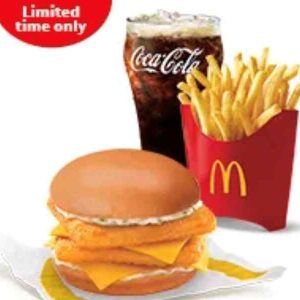 Double Crispy Fish Fillet Sandwich with Med Fries and Coke Meal