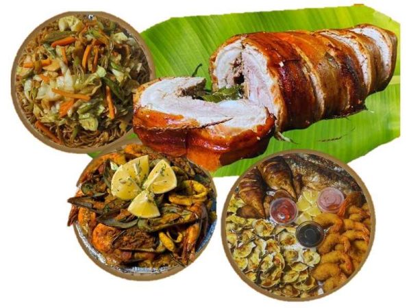 Lechon Belly Package 02-with seafood and pancit noodles bilao