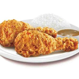 2-pc tender crunchy fried chicken leg with rice BY Burger King